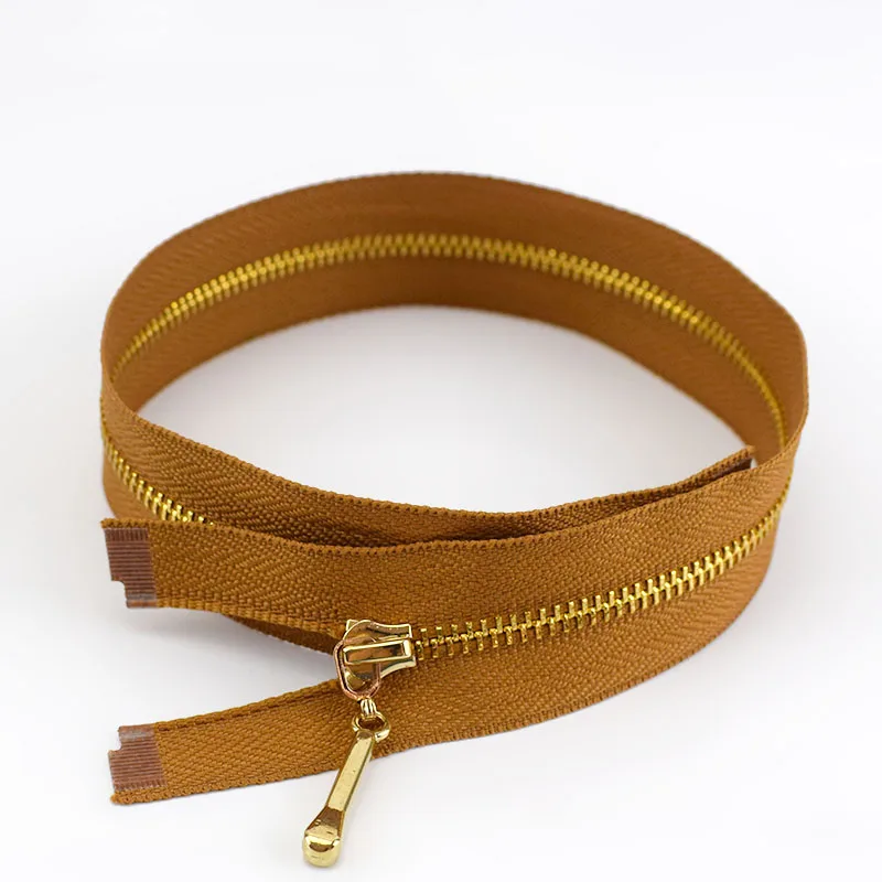 2/5pcs Meetee 40-70CM 3# Open-End Auto Lock Metal Zippers for Sewing Clothes Bags Purse Shoes Craft Accessories Supplies ZA046 - Цвет: Brown