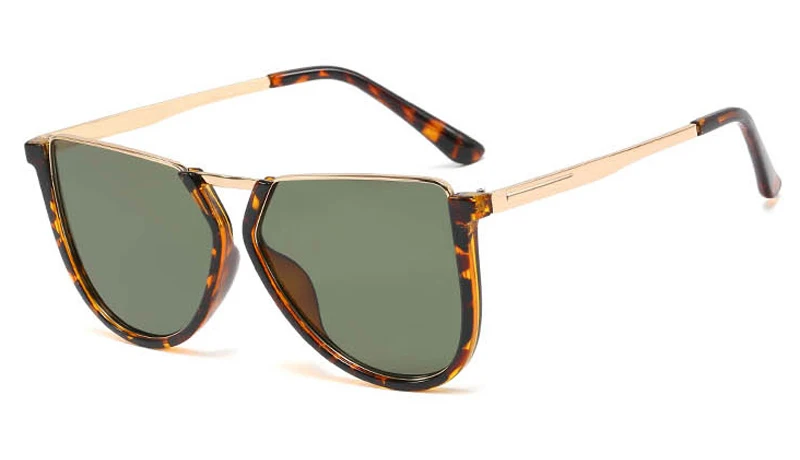leopard with green Peekaboo женские негабаритные солнцезащитные очки Металлические Модные нестандартные зеленые женские солнцезащитные очки мужские uv400 горячая Распродажа Летний стиль - Цвет линз: leopard with green