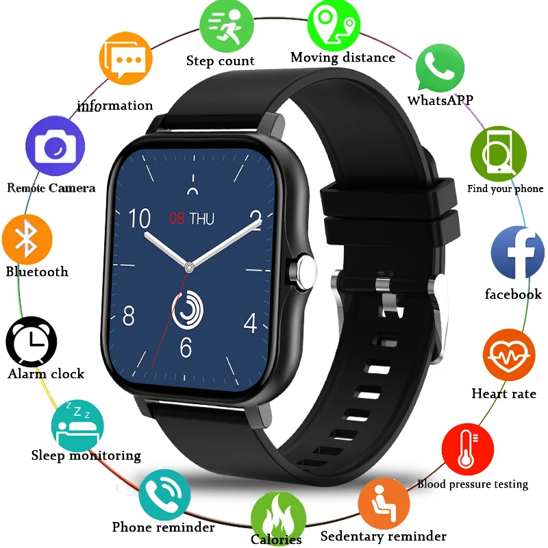LIGE 2021 Smart Watch Men Bluetooth Call 1.69 Inch Full Touch Fitness Tracker IP68 Waterproof Women Smartwatch For Xiaomi Huawei
