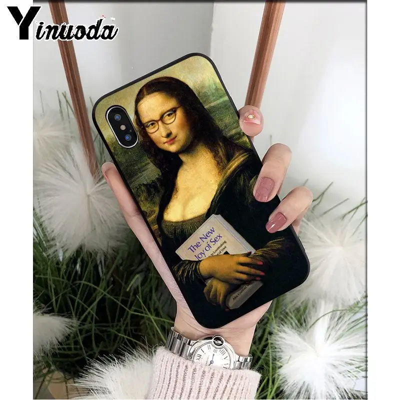 Yinuoda Забавный чехол для телефона Mona Lisa Pet Cat TPU мягкий черный чехол для iphone 8 7 6 6S Plus 5 5S SE XR X XS MAX Coque Shell - Цвет: A12