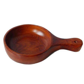 

Long Handle Bowl Beech Wood Salad Bowl Fruit Pizza Bowl Water Scoop Bowl Tools for Baking, Pastry Making,1 Pcs