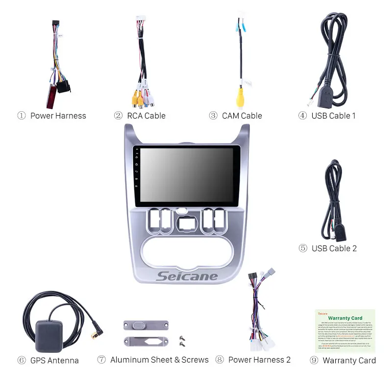 Sale Seicane Car HD 9" Navi GPS Auto Radio Android 8.1 Bluetooth for Renault Duster/Logan 2009-2013 USB AUX support Carplay 3G WIFI 2