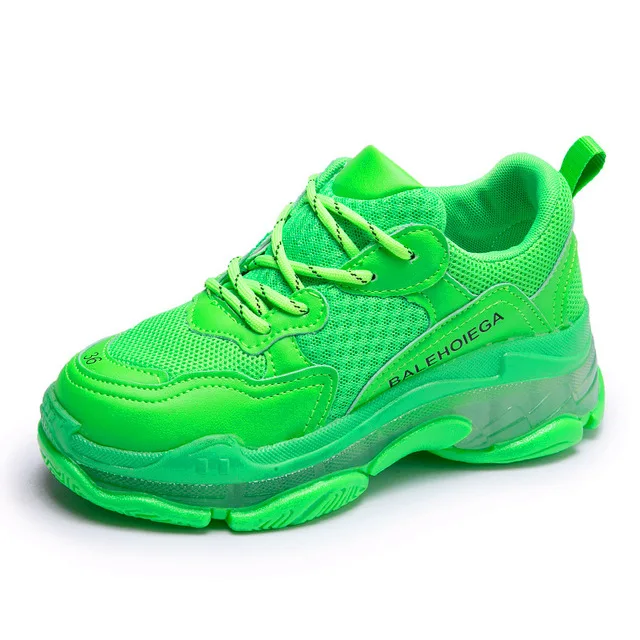 Зеленый HOVINGE/Женская обувь; кроссовки Flyknit; женские супер легкие вулканизированные туфли для флуоресцентных женщин; белые кроссовки; модная женская обувь - Цвет: Зеленый