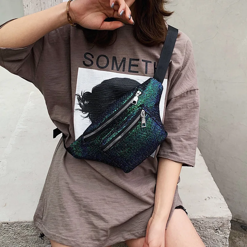 

Trend Grid Eye Sports Waist Pack 2019 Spring New Style Couples Chest Pack Korean-style Sequin Outdoor Casual Satchel