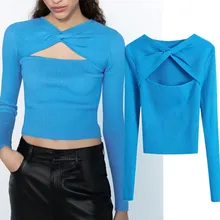 

Elmsk Sweaters Women Ins Fashion Blogger Vintage Bow Hollow Out Sexy Short Winter Sweaters Women Pull Femme Pullovers Tops