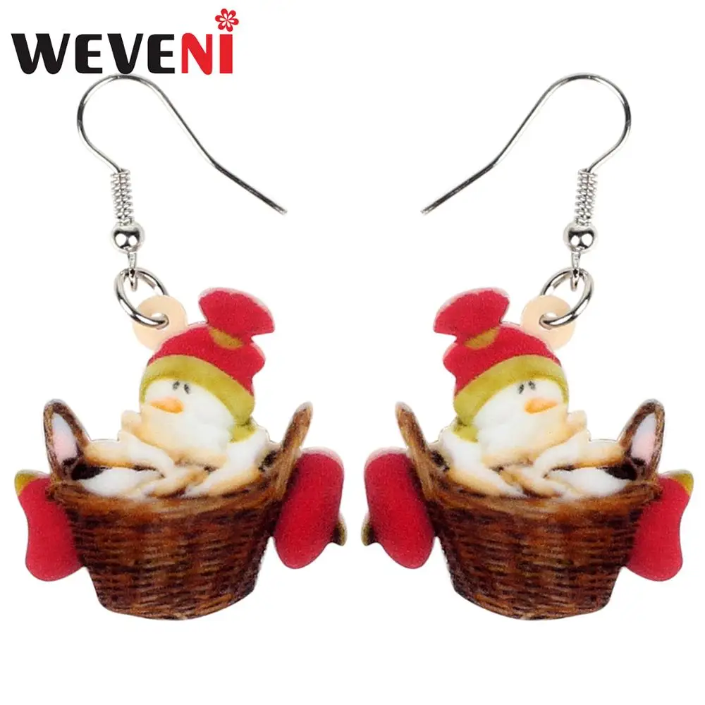 

WEVENI Acrylic Christmas Anime Snowman Basket Earrings Drop Dangle For Women Girl Kids Charm Gift Fashion Party Decorations Bulk