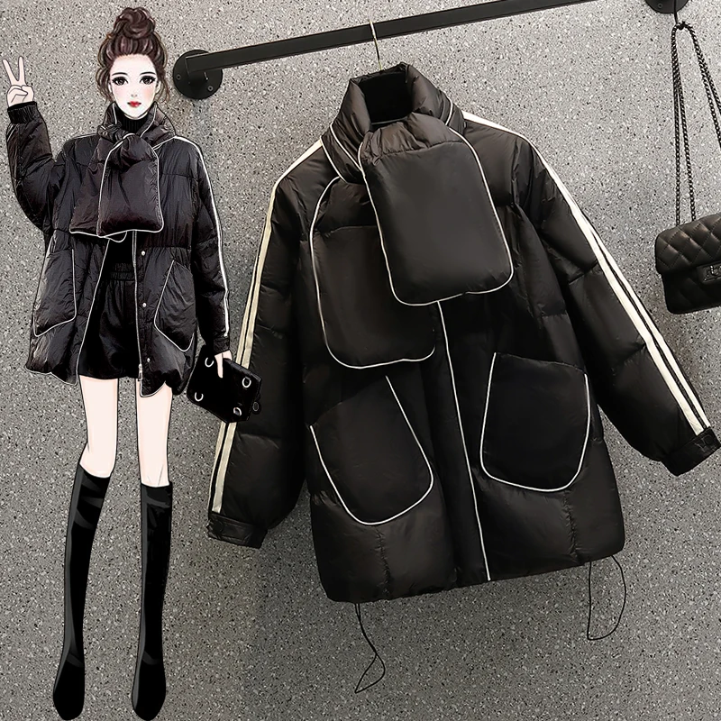 

2021 winter new show thin down cotton-padded jacket brim design feels cotton-padded clothes to keep warm cotton coat