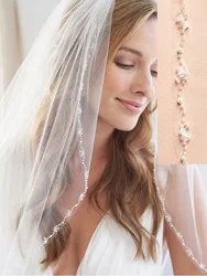 White/ lvory 1 Tier Fingertip Wedding Veils Crystal & Pearl Bridal Veil With Comb bridal accessories
