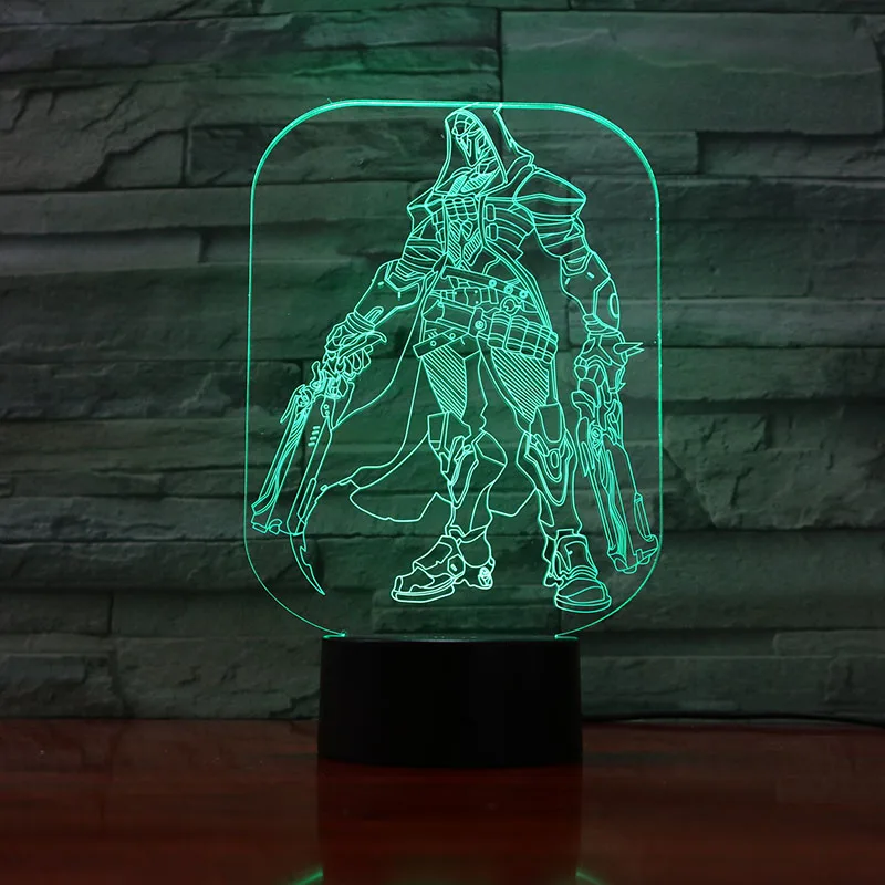 Игра Overwatch мальчик ночной Светильник RGB Изменение цвета жнец фигура спальня лампа дети ребенок подарок OW 3d светодиодный ночной Светильник Габриэль Рейес
