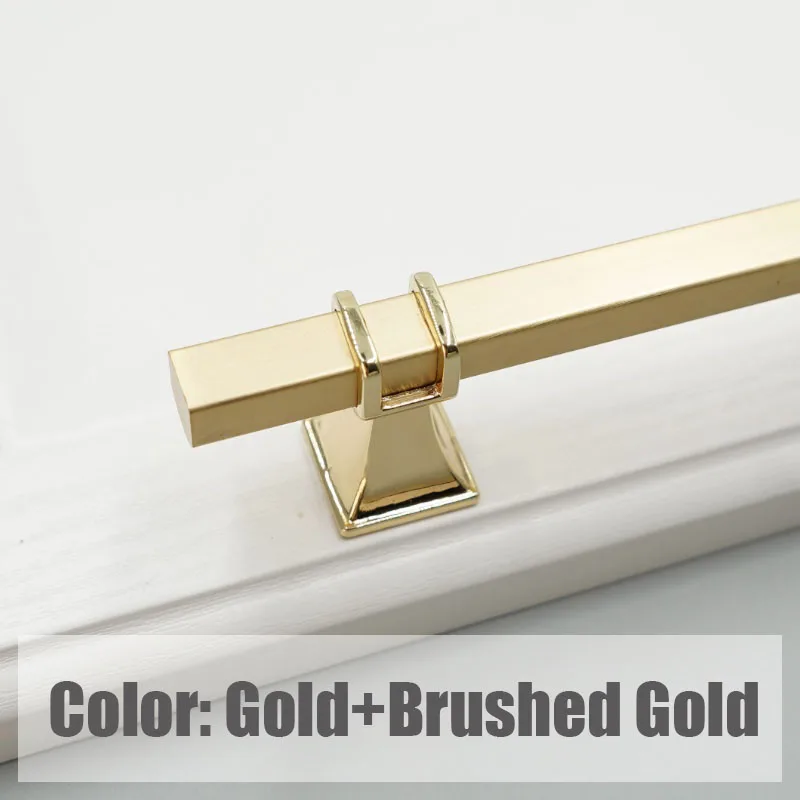 Gold and Gold 4 цвета/американский стиль Т-образные черные ручки для гардероба элегантные ручки для шкафа квадратный ящик тянет длинные мебельные ручки - Цвет: Gold and Gold