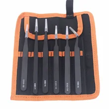 Новые 6 шт. прецизионные пинцеты 1 компл. Антистатические нержавеющая сталь пинцет для рукоделия ювелирных изделий пайки с мешочком для хранения