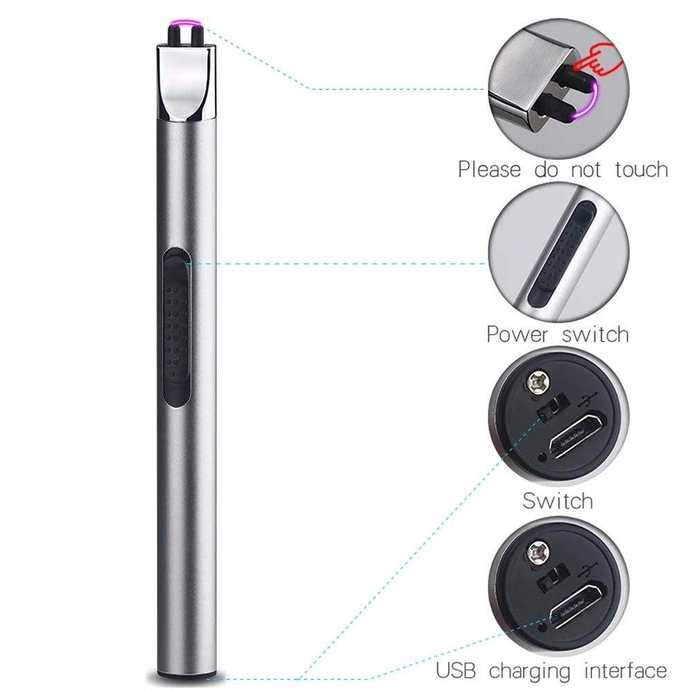 

Kitchen Lighters USB Rechargeable Electronic Arc Pulse Cigarette Lighter Windproof For Outdoor BBQ Camping Kitchen Stove Lighter