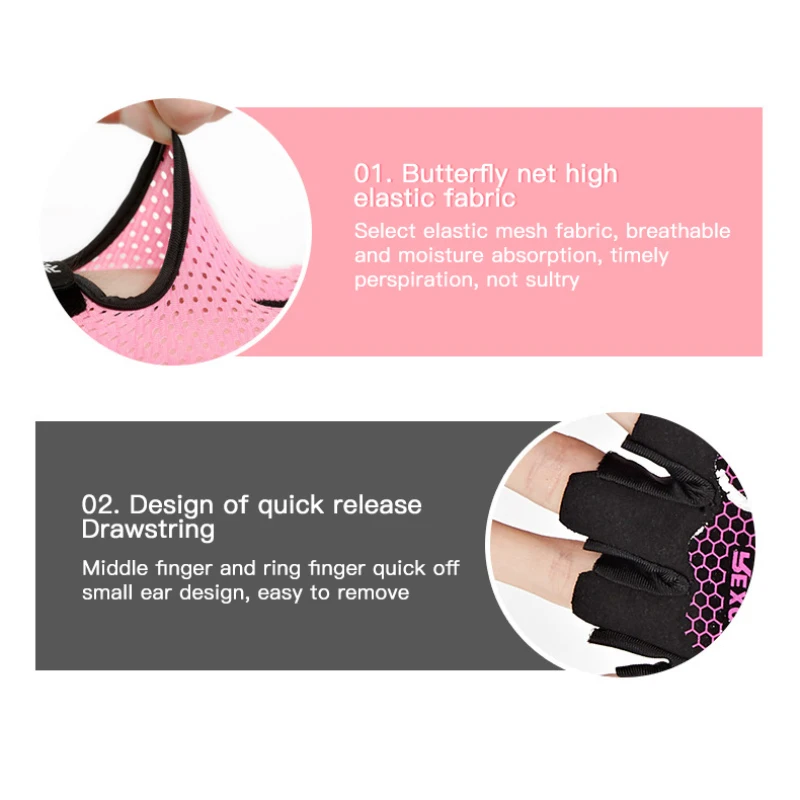 Description Picture 6 of itemGym Fitness Gloves Power Weight Lifting Women Men Bike Gloves Half Finger Hand Protector Body Building Cycling Fingerless Gloves