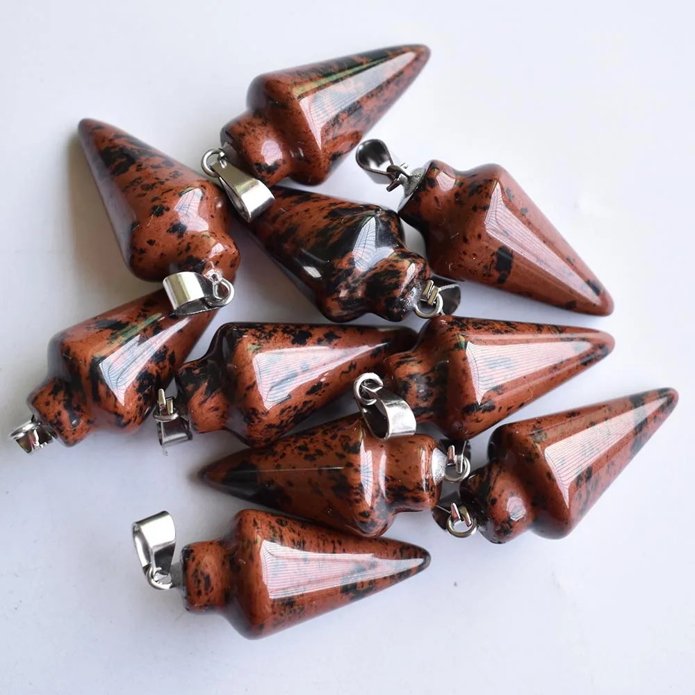 Fashion hot selling mixed natural stone pendulum circular Cone charms Pendants for jewelry making 24pcs/lot wholesale free