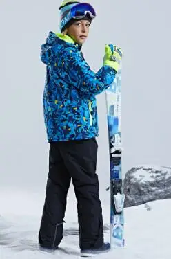 Детский комплект для сноуборда на-30 градусов, водонепроницаемая ветрозащитная детская Лыжная куртка и штаны, комплект из 2 предметов для мальчиков и девочек, зимний комбинезон - Цвет: 4