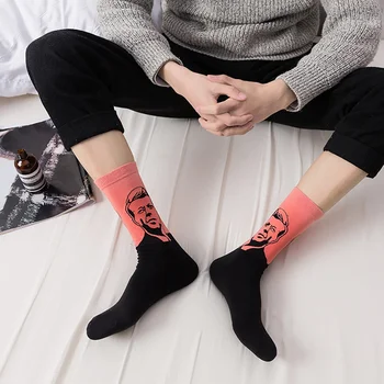 

Casual Crew Socks Men Art Patterned Breathable Cotton Hosiery Footwear Outdoor Sports Cycling Running Sportswear Accessories