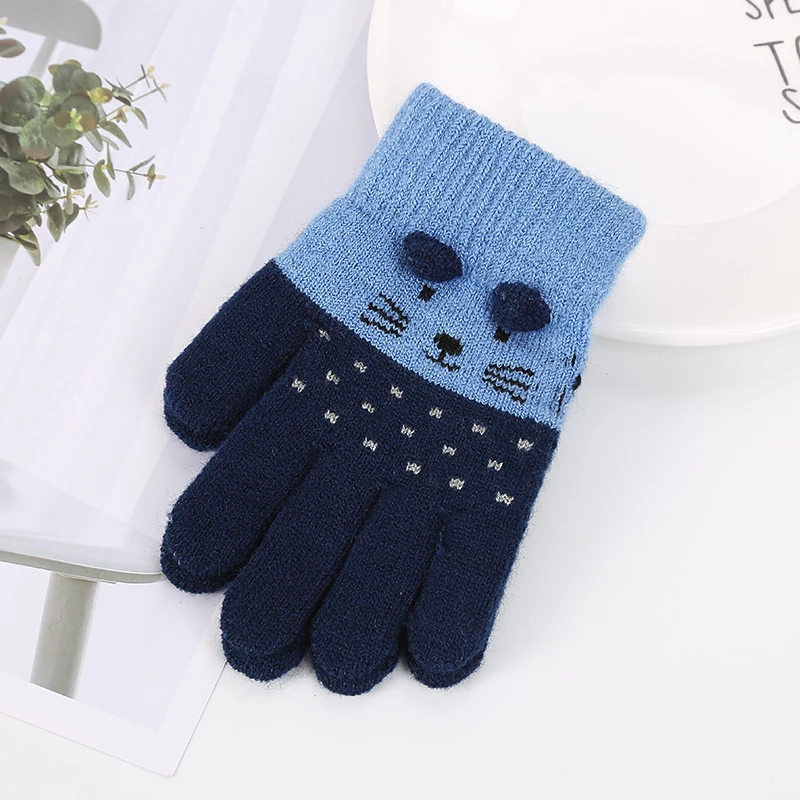 baby accessories doll	 Cute Cartoon Cat Gloves 2022 Winter Thick Knitted Boys Girls Mittens Children Full Finger Warm Gloves For Kids 3-7 Years Old baby stroller accessories