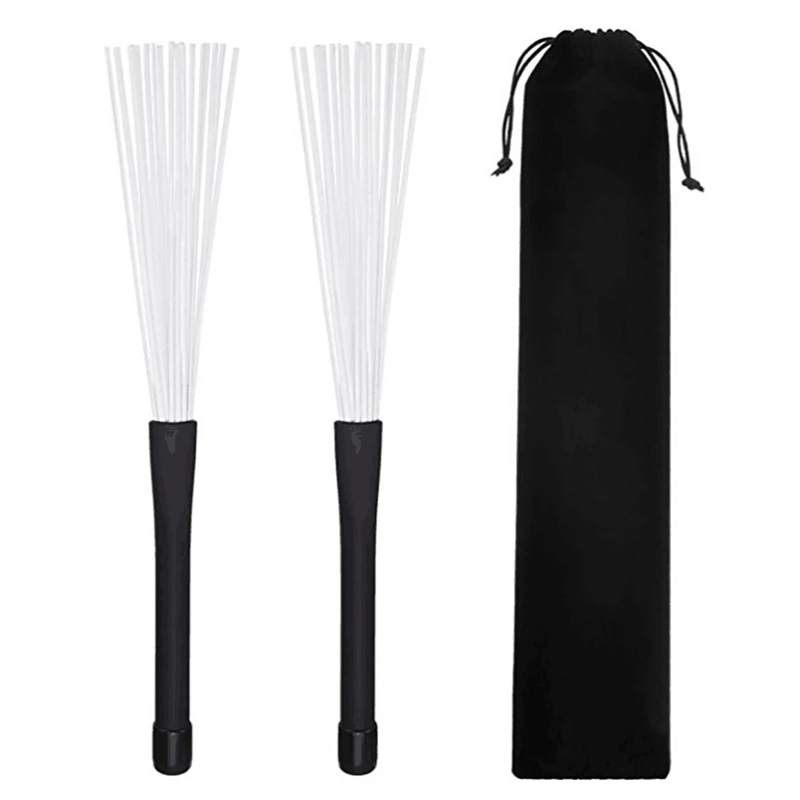 

Retractable Rubber Handles Jazz Drum Brushes Sticks Nylon 32CM 1 Pair