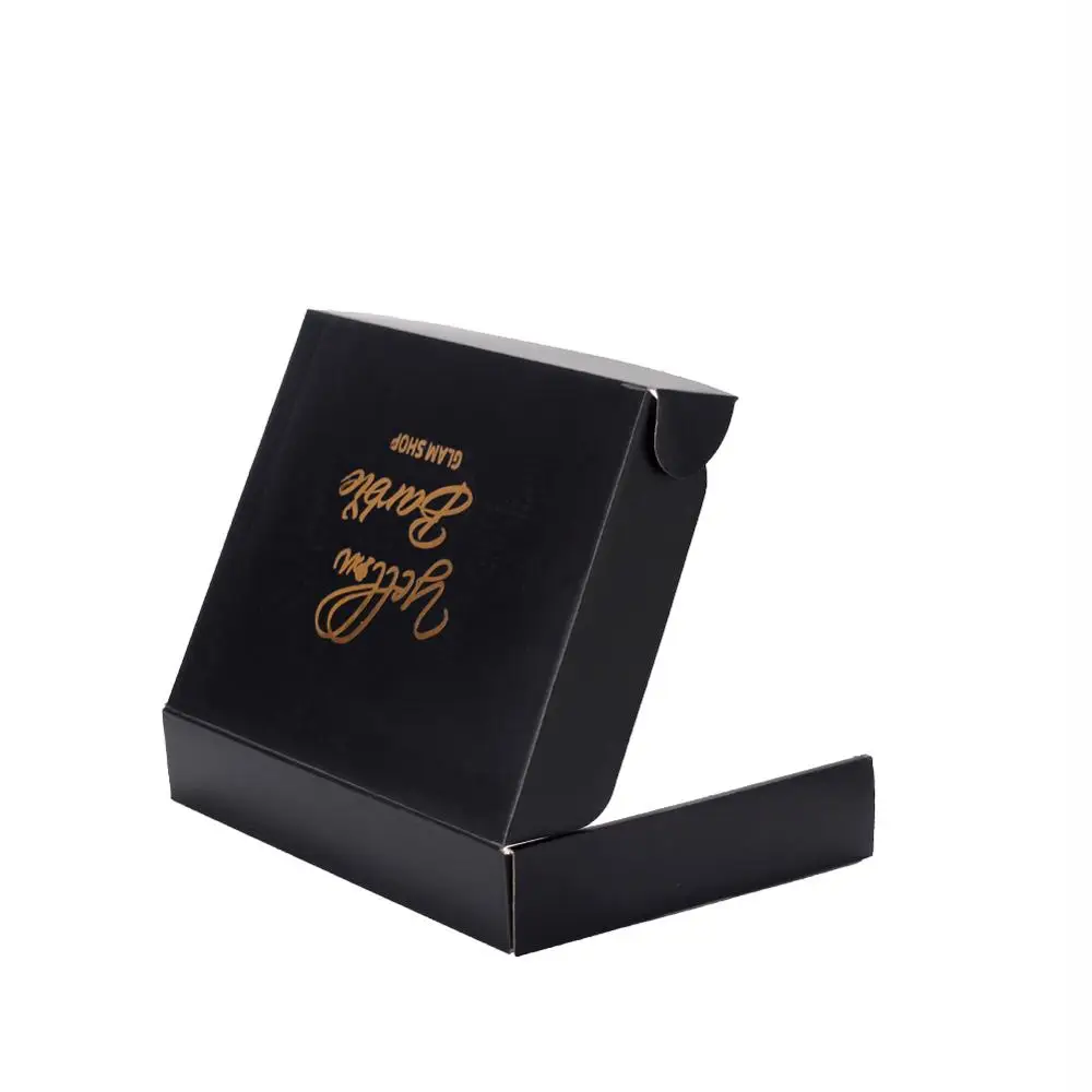 

100PCS/lot Black Corrugated shipping boxes Packaging box with logo mailer box packaging Clothing hair wigs gift box