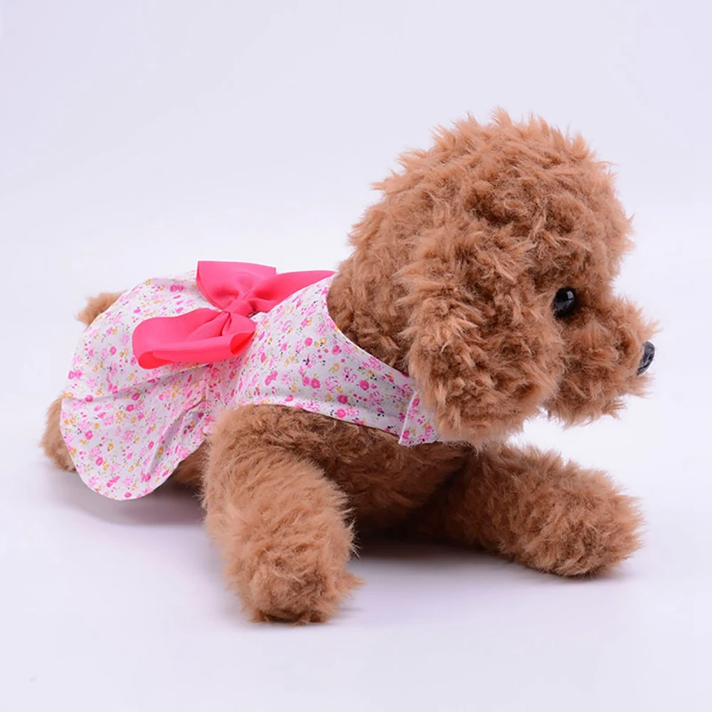 Pet Dog Clothes Cotton Material Sunscreen Vest Breathable Cool Vest Cute Printed Puppy T-shirt Bow Floral Dress Summer