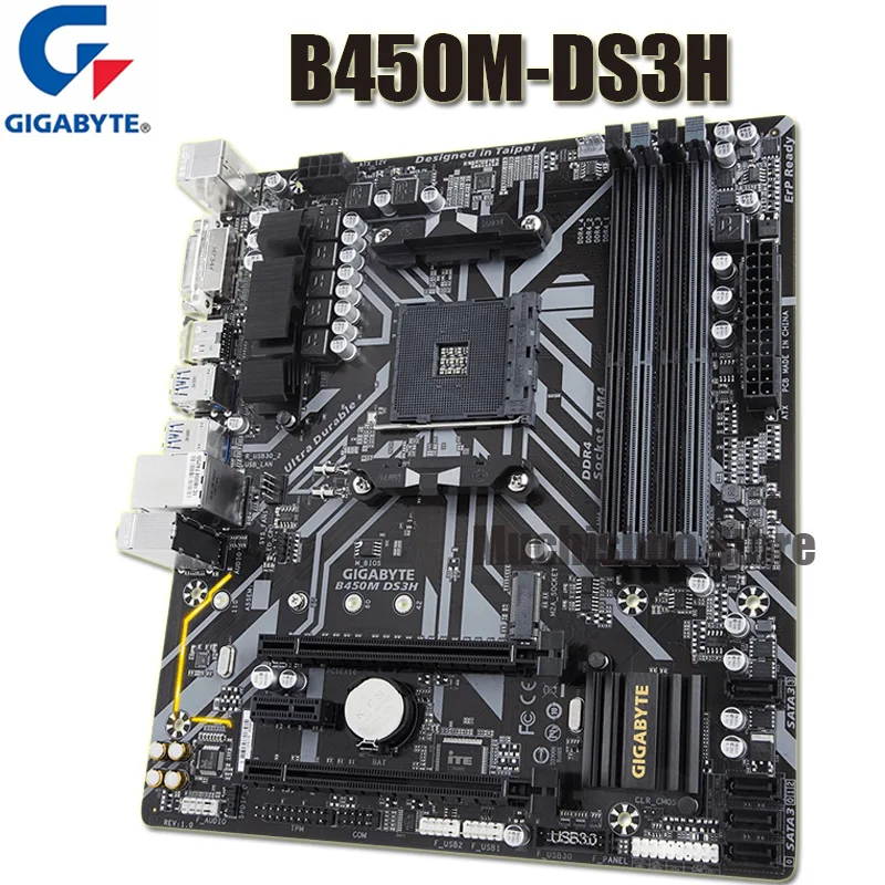 Socket AM4 Gigabyte B450M DS3H Motherboard DDR4