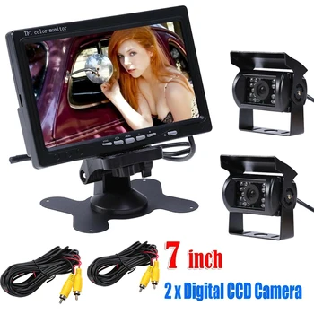 

KKMOON 12-24V 7" LCD Monitor Car Rear View Kit for Bus Truck Car + 2*IR Reversing Camera For Truck Bus Van Rear View Kit