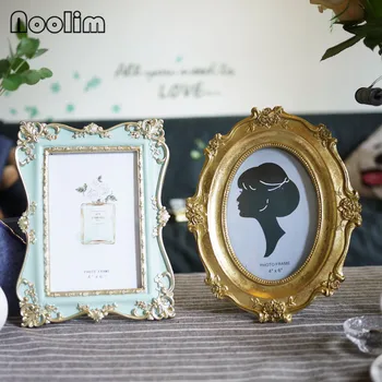 

Nordic Retro Gold Living Room Table Photo Frame Creative 6 Inch Photo Frame Home Wedding Decoration Resin Picture Holder Gift