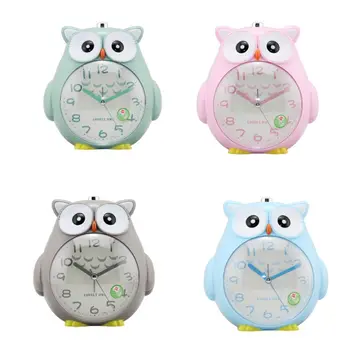 

Creative Cute Cartoon Owl Alarm Clock with Night Light Bedside Silent Bedroom Home Decor for Student Children Table Clock