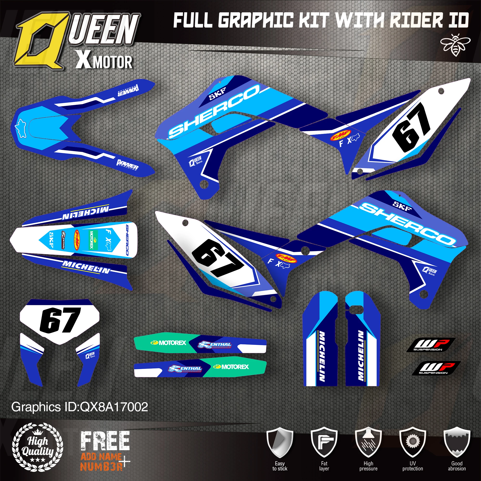 QUEEN X MOTOR Custom Team Graphics Decals 3M Stickers Kit For SHERCO 2017 2018 2019 2020 SE SEF 002 | Автомобили и мотоциклы