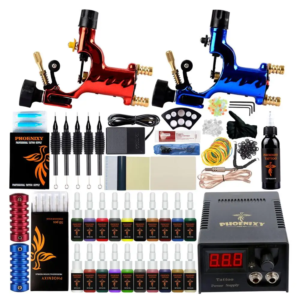 Best Tattoo Gun Kit For Beginners Tato Set Tato Mesin Kit 2 Pro Dragonfly Rotary Tato Gun Profesional LCD Tato Power Supply 20 Warna Hitam Tato tinta - AliExpress Kesehatan & Kecantikan