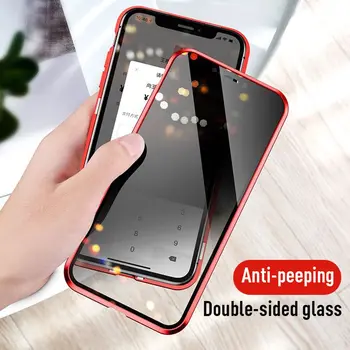

Anti-peep Magnetic Adsorption Metal Phone Case For IPhone 8 7 Plus Double Sided Glass Magnet Cover For IPhone XS MAX XR X Cases