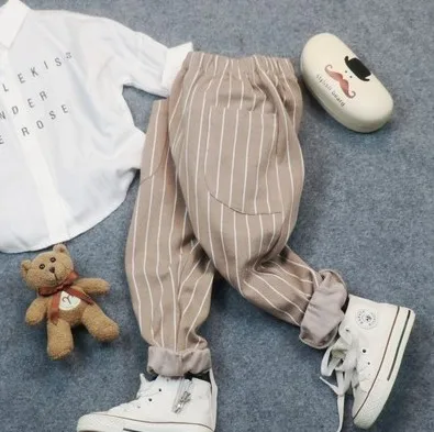 only pant Только штаны, 1 предмет, рост 90-140 см, новинка года, Осенние штаны в полоску для мальчиков детские штаны на весну-осень, брюки для мальчиков - Цвет: only pant