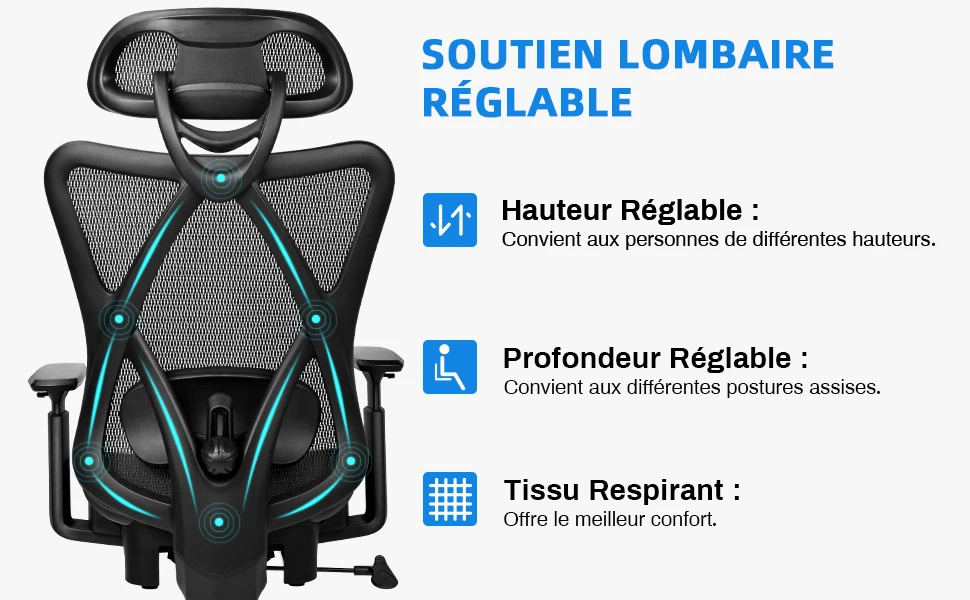 BASETBL Office Chair Ergonomic Computer Gaming PC Chair With Retractable Footrest Adjustable Headrest Recliner Mesh Breathable