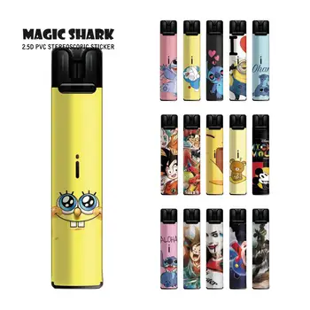 

Magic Shark SpongeBob Cute Bear One Piece Dragon Ball Harley Quinn PVC Case Sticker Cover Film for Vape Kit Idols