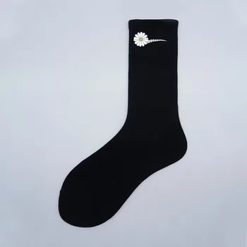 

Women Standard Sock Ladies Solid Socks White Unisex Crew Casual Daisy Cotton Sox Girls Spring Lovers Trendy Fashion Skarpetki
