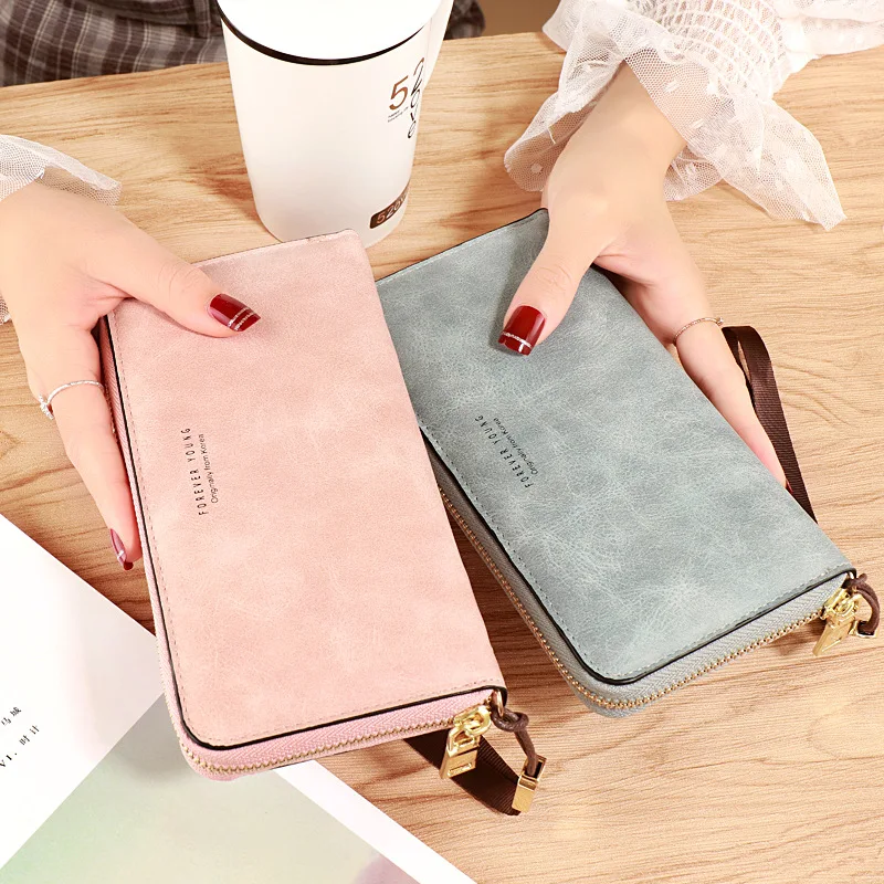 Female Wallet Matte PU Leather Long Purse Black Blue Green Gray Famous Brand Designer Wallet Women 2020 Quality Female Purse