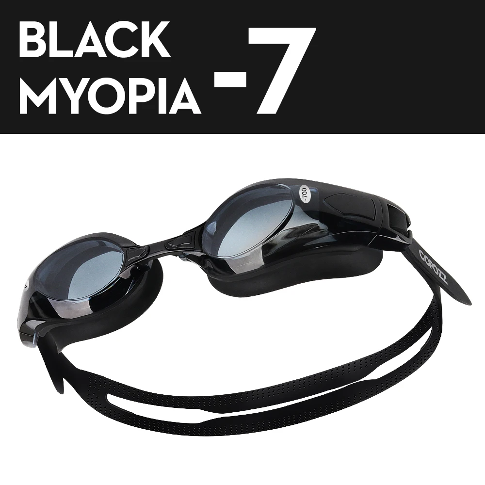 Myopia Black -7 COPOZZ очки для плавания близорукость 0-1,5 до-5 Поддержка анти-туман УФ Protecion очки для плавания диоптрий для взрослых мужчин женщин Zwembril - Цвет: Myopia Black -7