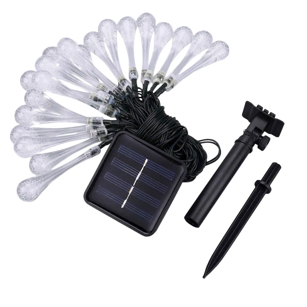 Outdoor Garden Party 20 LED Raindrop Teardrop Solar Powered String Fairy Lights Lamp Living Room tree String Festival 19SEP26