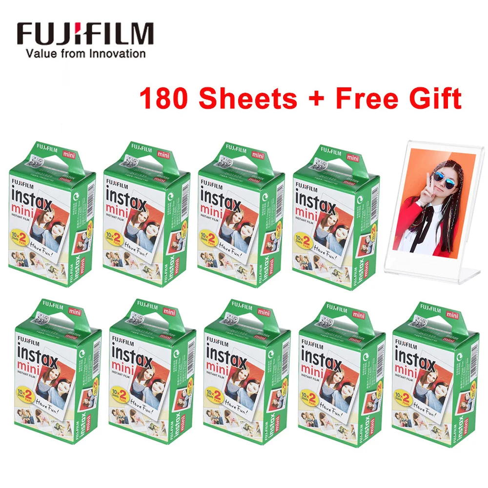 Оригинальная пленка Fujifilm Instax Mini 10-200 листов, белая фотобумага для Fuji Instax Mini 9 8 25 90 7 S, пленка+ Бесплатный подарок - Цвет: 180 sheets