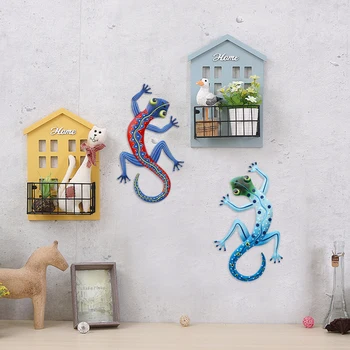 

Wall Hanging Pendant Hardware Crafts Funny Home Wall Iron Gecko Living Room Decor for Household Bedroom Ornaments