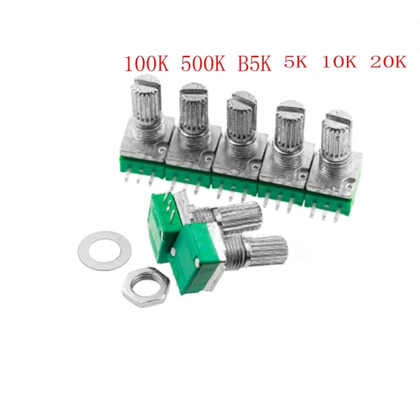 5 шт. RK097N 5 к 10 к 20 к 50 к 100 к 500 к B5K с переключателем аудио 3pin вал 15 мм усилитель потенциометра уплотнения