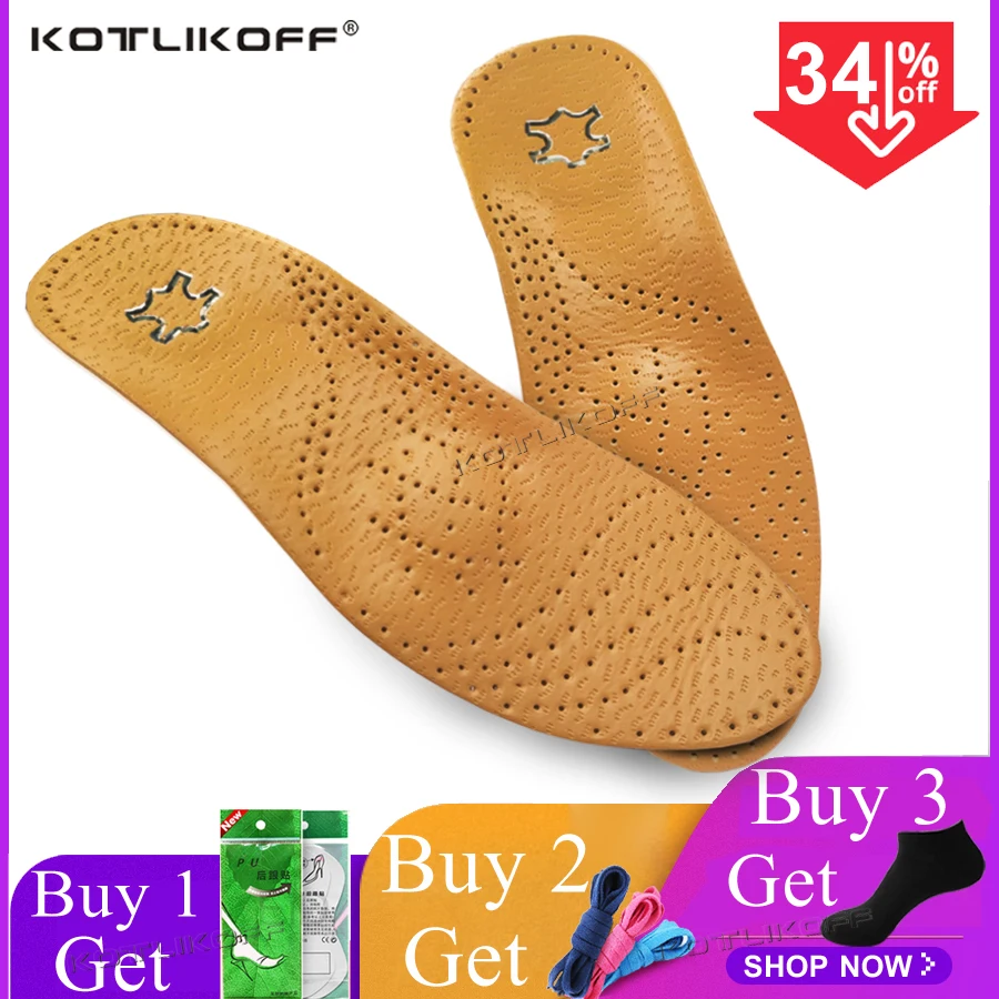 KOTLIKOFF High quality Leather orthotics Insole for Flat Foot Arch