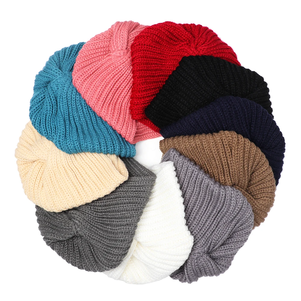 Knitted Spring Winter Hat Women Felt Hat Ladies Turban Head Wrap Caps for Women Twist Headwrap Hat Girls Croceht Beanies LLA24