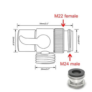 

M22 Thread Diverter Valve Basin Faucet Sprayer Chrome Washer Connector