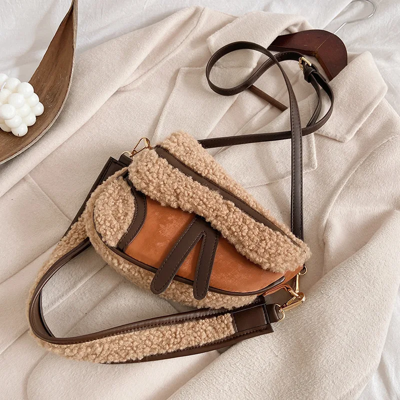 

Women's Plush PU Leather Shoulder Bag New Fashion Designer Brand Texture Messenger Bag Handbags Women Bags Purses Crossbody