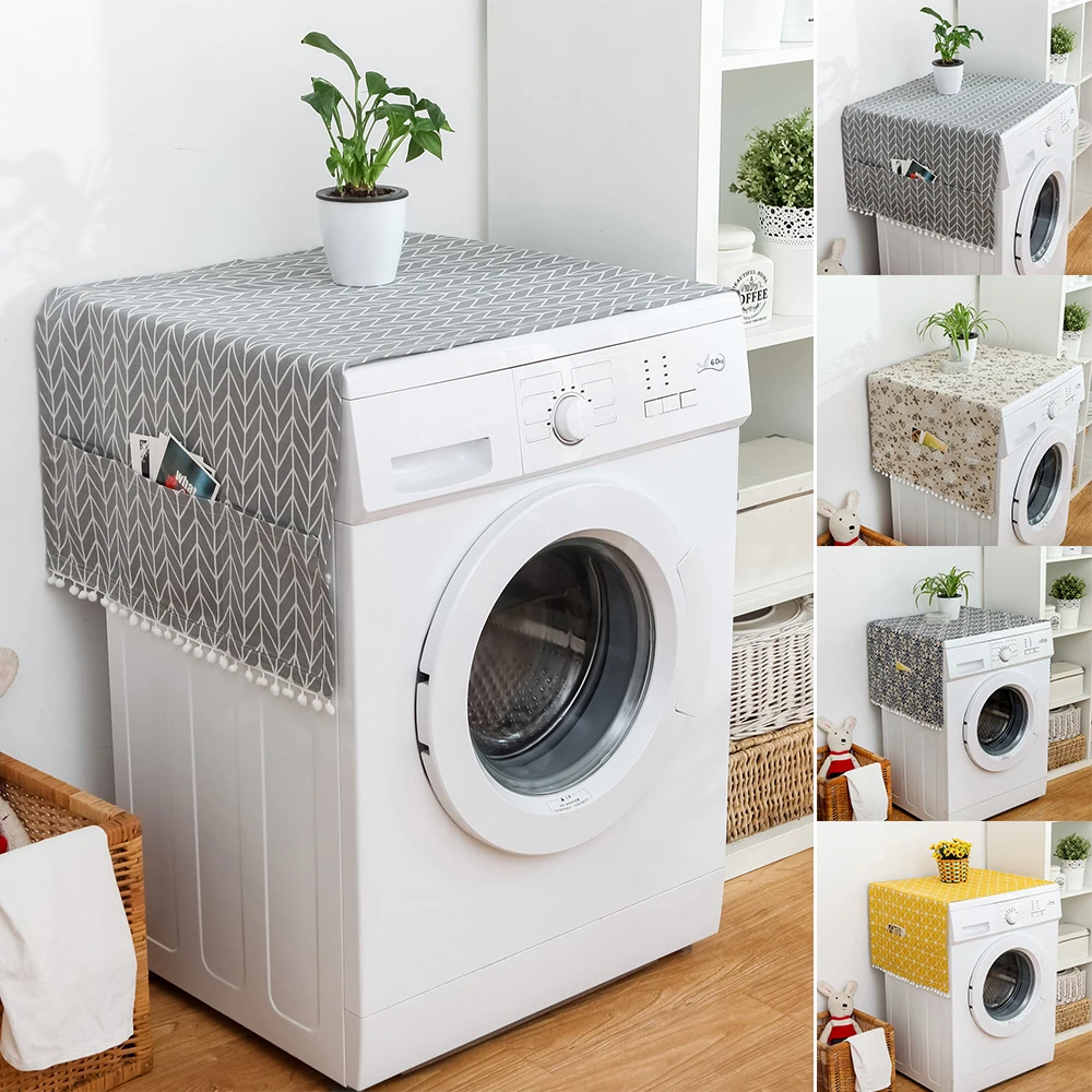 

Floral Print Refrigerator Cloth Single Door Refrigerator Dust Cover Double Open Washing Machine Microwave oven Cover Towel D30