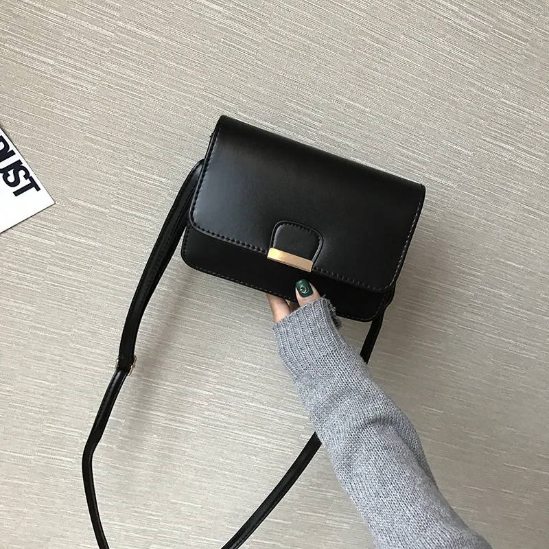 

Retro Oil Skin Square Sling Bag Fashion New Style Iron Edge Shoulder Hand Simple Trend Versatile Korean-style WOMEN'S Bag Fashio
