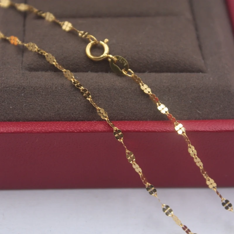 Murni 18 K Kuning Emas Rantai Unisex 