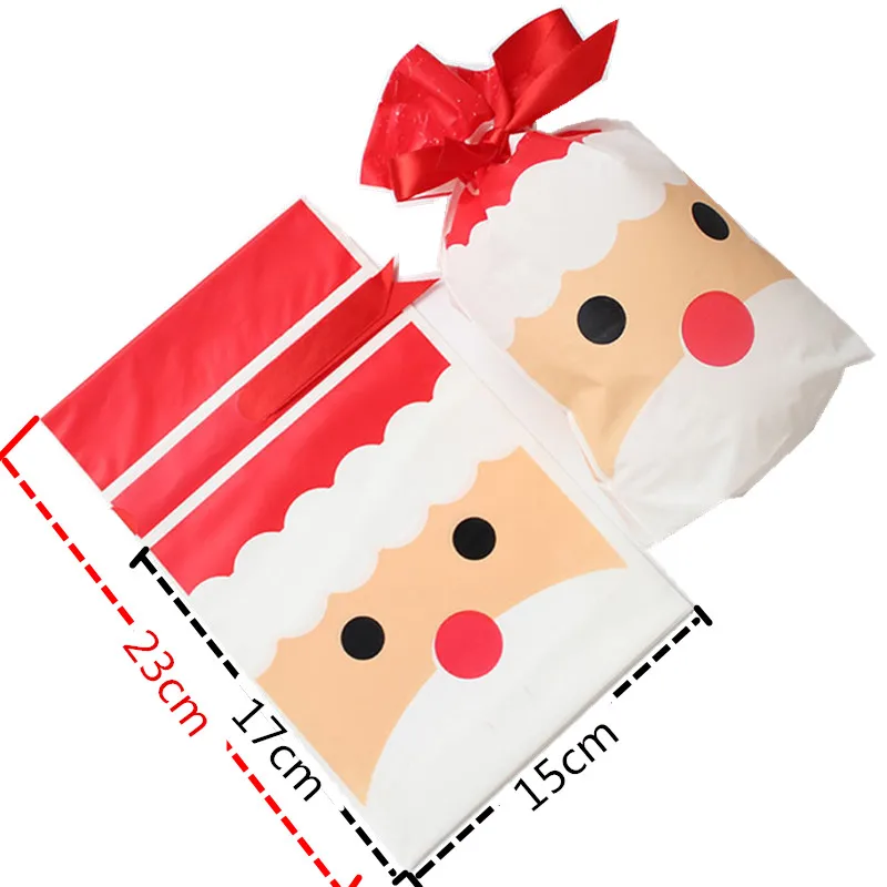 50/100p 23x15 см Рождественская пластиковая сумка на шнурке для конфет и печенья закуски день рождения Свадебный декор Подарочная сумка новогодние подарки