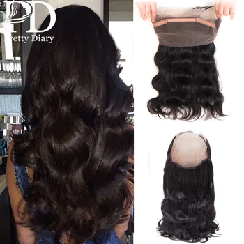 

150% Density Brazilian Body Wave Closure 360 Lace Frontal With Baby Hair Free Part 100% Remy Human Hair Closure Natural Color